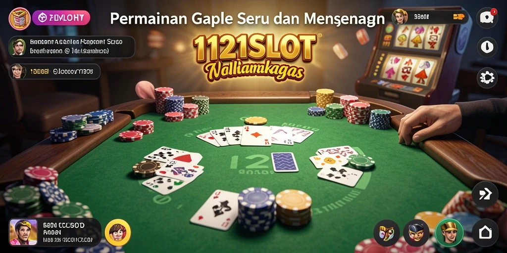 Screenshot gameplay seru 1121SLOT dalam permainan Gaple.