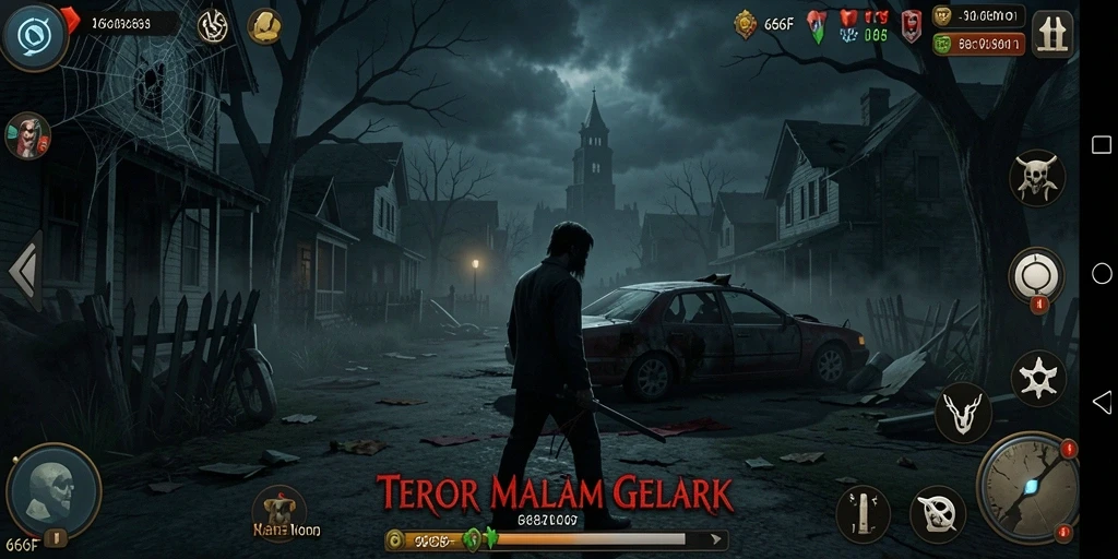 Screenshot gameplay menegangkan dari 666F dengan suasana Horror yang mencekam.