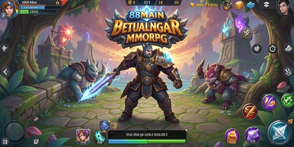 Screenshot menunjukkan gameplay epik dalam petualangan MMORPG.