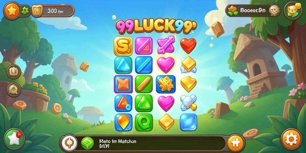 Gameplay seru 99LUCK99 dengan kombinasi gem match-3.