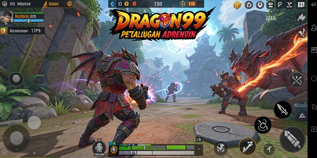 Screenshot gameplay <strong>DRAGON99</strong> menampilkan pertempuran seru dengan grafis yang mengagumkan.