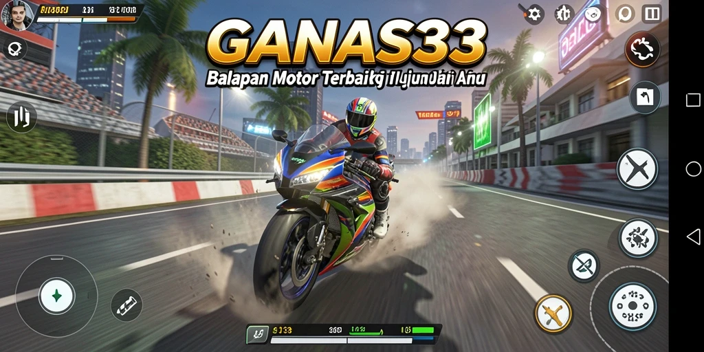 Tampak aksi seru balapan motor dalam <strong>GANAS33</strong> yang mendebarkan.