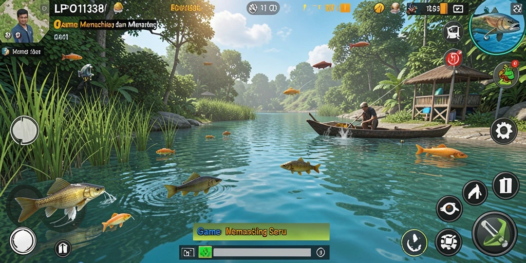 Screenshot gameplay LPO138 yang menampilkan aksi memancing seru.