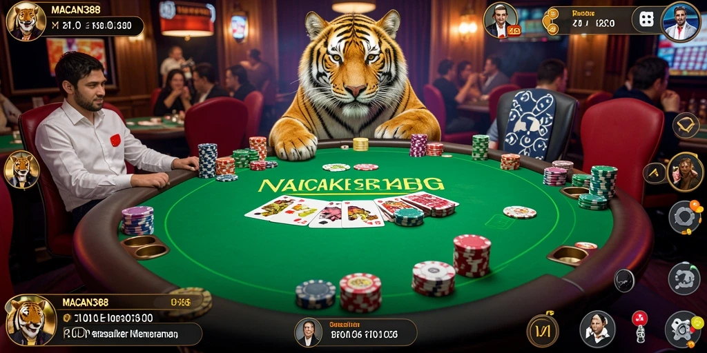 Tampilan gameplay poker yang menarik dan seru di MACAN388.