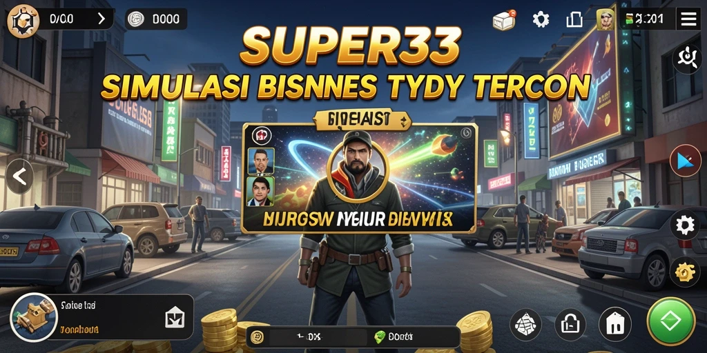 Tangkapan layar utama SUPER33 menampilkan pemain mengelola bisnis dalam game Tycoon.
