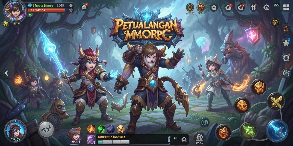 Screenshot gameplay TAPJOY dengan aksi seru dalam pertempuran MMORPG.